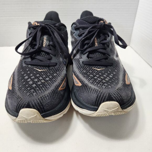 Hoka One One Clifton 9 Womens 8.5B Gym Shoes Black Gold BRGL Running Sneaker - Picture 4 of 14